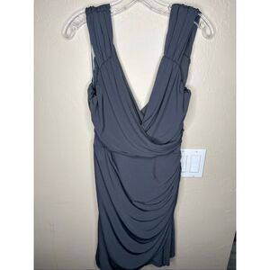 Boston Proper Gray Ruched Draped Sleeveless Cocktail Dress Medium-127